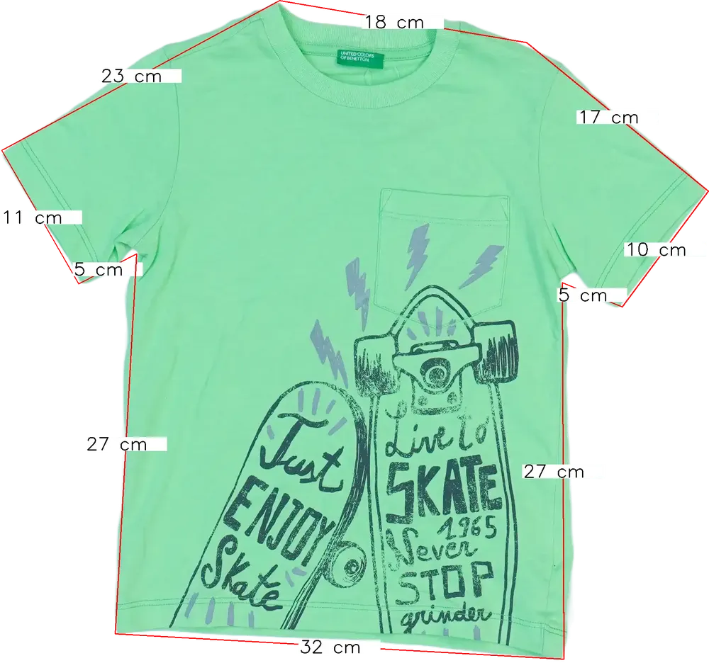 Zöld Benetton Póló EU 110 / UK 5 év / US 5 év/XS