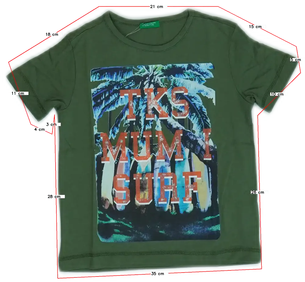 Zöld Benetton Póló EU 110 / UK 5 év / US 5 év/XS