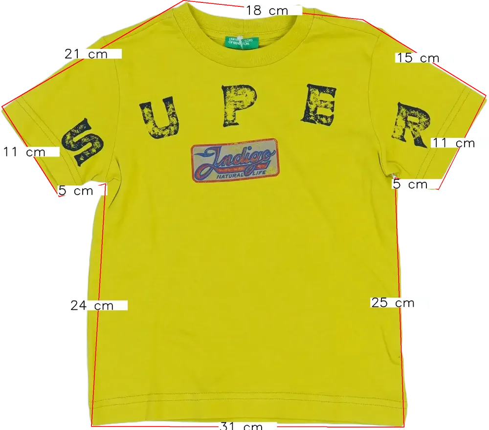 Sárga Benetton Póló EU 104 / UK 4 év / US 4T/XS