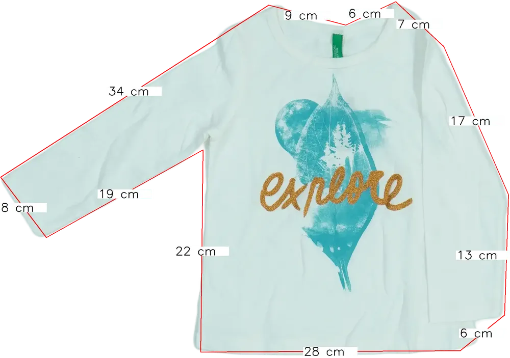 Fehér Benetton Hosszú ujjú felső EU 92 / UK 2 év / US 2T