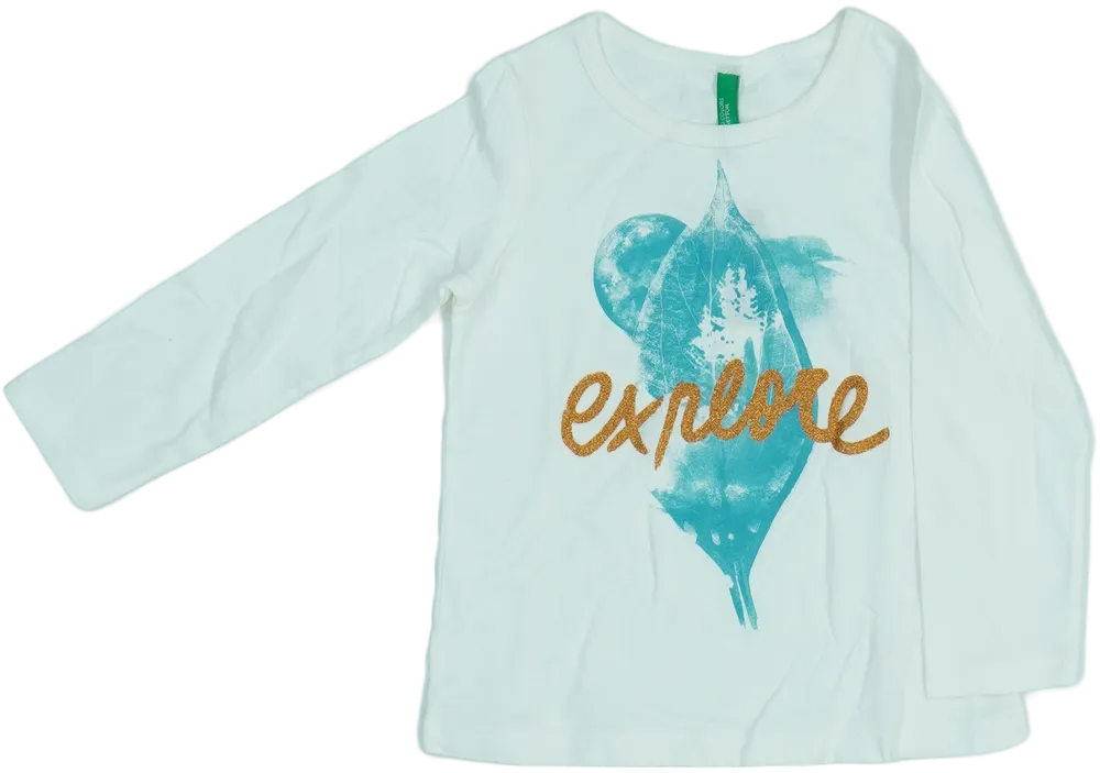 Fehér Benetton Hosszú ujjú felső EU 92 / UK 2 év / US 2T