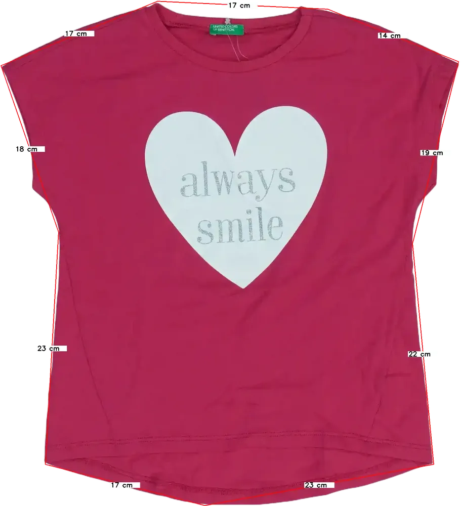 Rózsaszín Benetton Póló EU 122 / UK 7 év / US 7 év/M