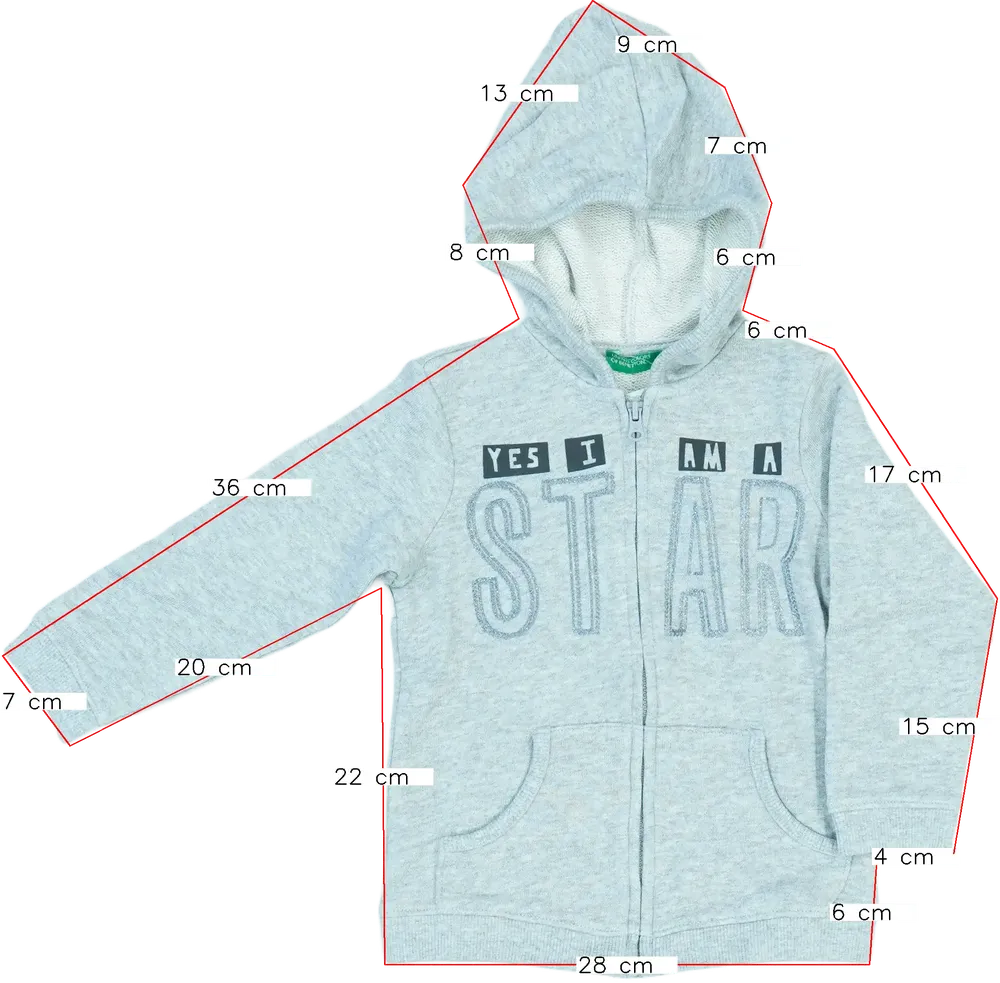 Szürke Benetton Kapucnis pulóver EU 92 / UK 2 év / US 2T