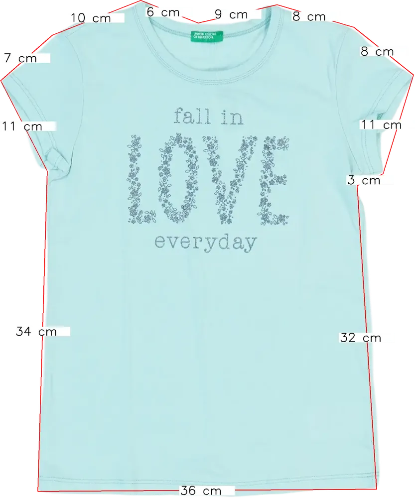 Kék Benetton Póló EU 128 / UK 8 év / US 8 év/M