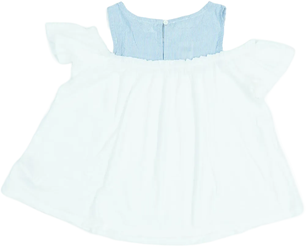 Fehér Benetton Póló EU 128 / UK 8 év / US 8 év/M