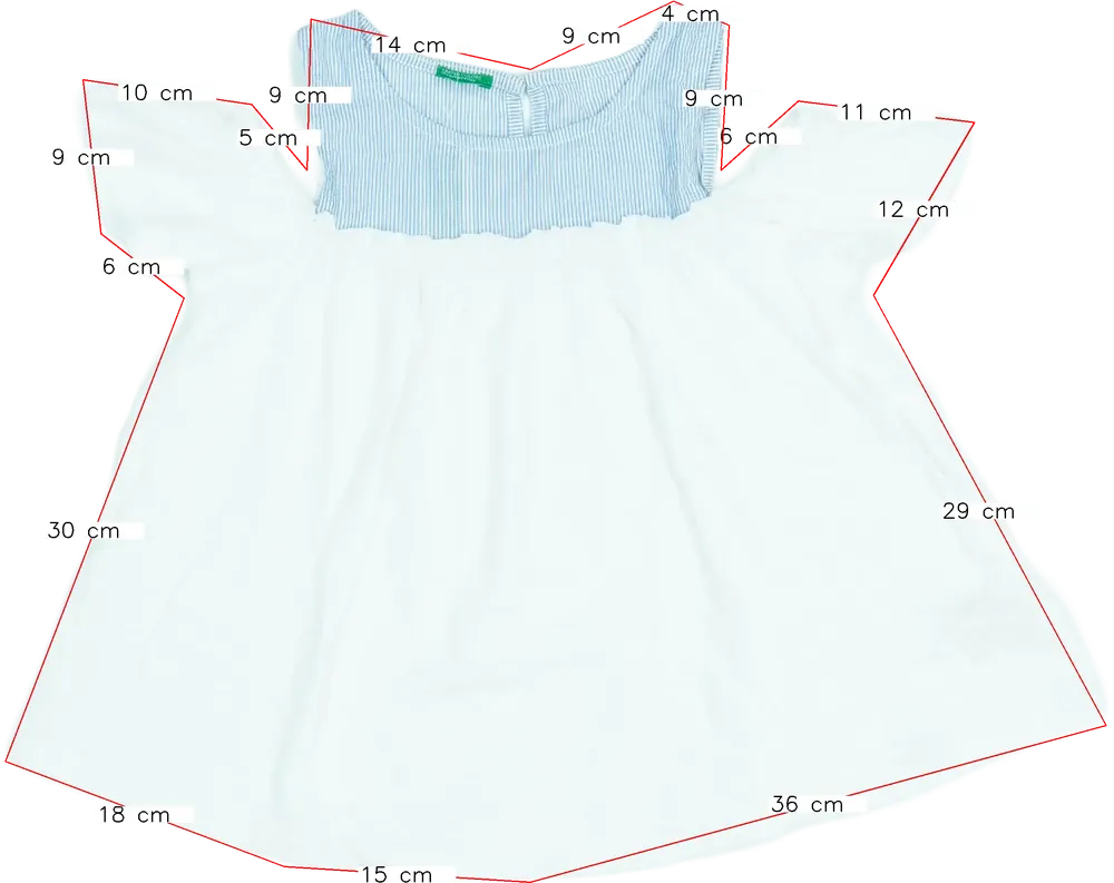 Fehér Benetton Póló EU 128 / UK 8 év / US 8 év/M