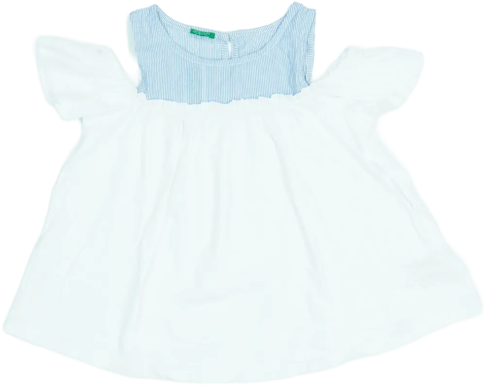 Fehér Benetton Póló EU 128 / UK 8 év / US 8 év/M