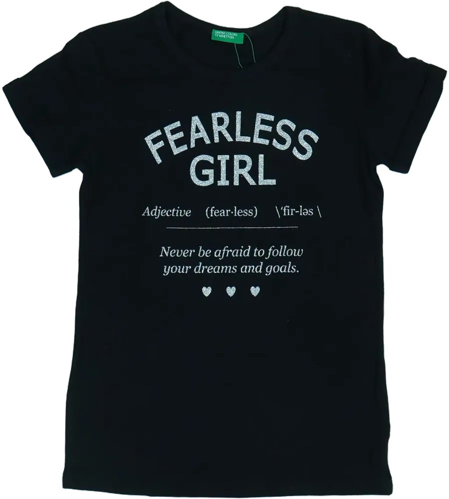 Fekete Benetton Póló EU 128 / UK 8 év / US 8 év/M