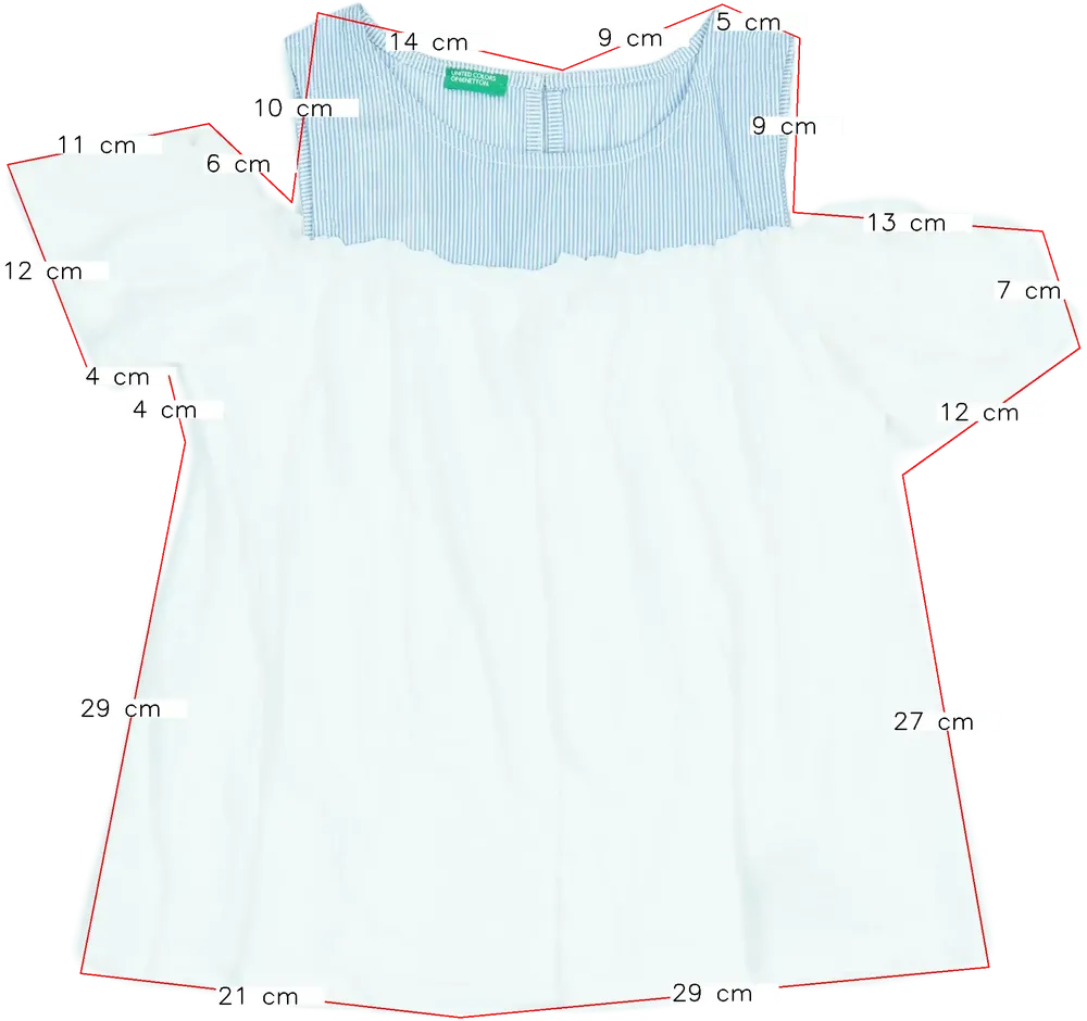 Fehér Benetton Póló EU 134 / UK 9 év / US 9 év/L