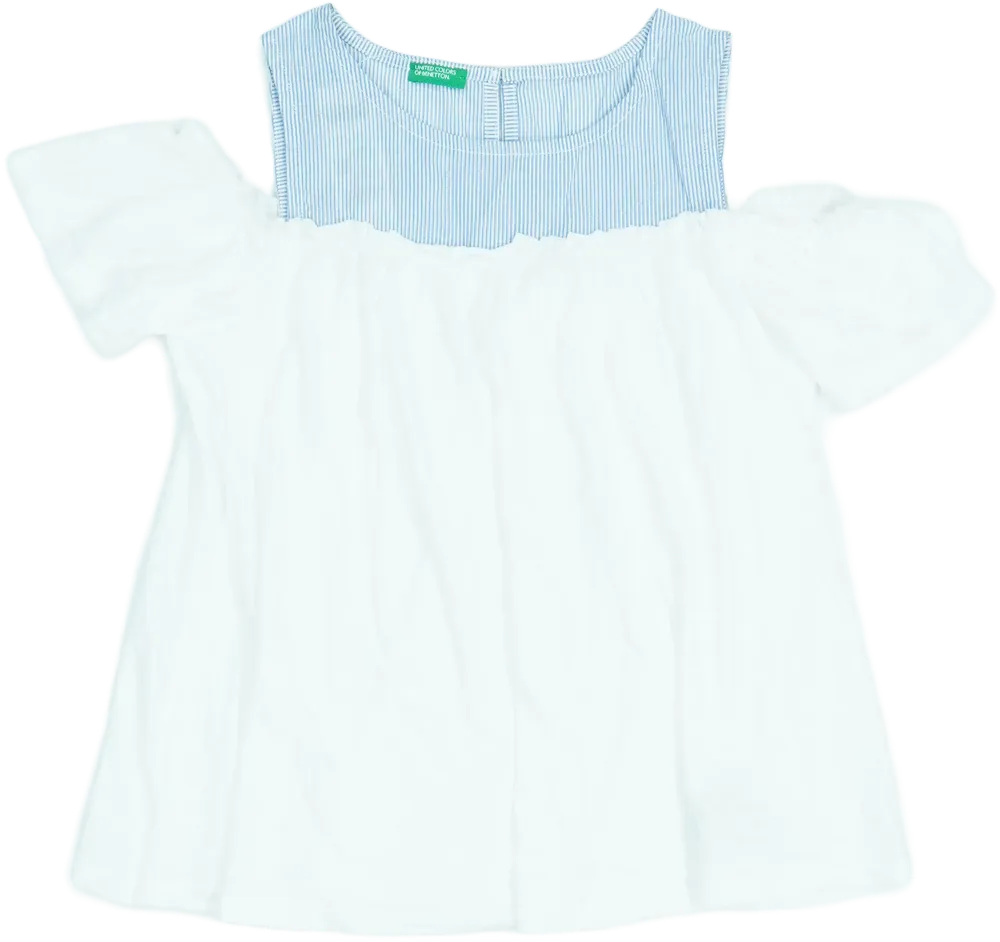 Fehér Benetton Póló EU 134 / UK 9 év / US 9 év/L