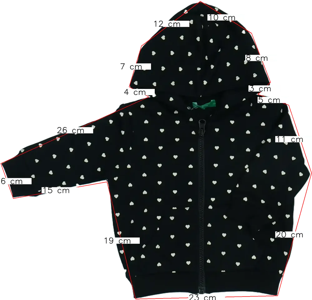 Fekete Benetton Kapucnis pulóver EU 74 / UK 6-9 hónap / US 6-9 hónap