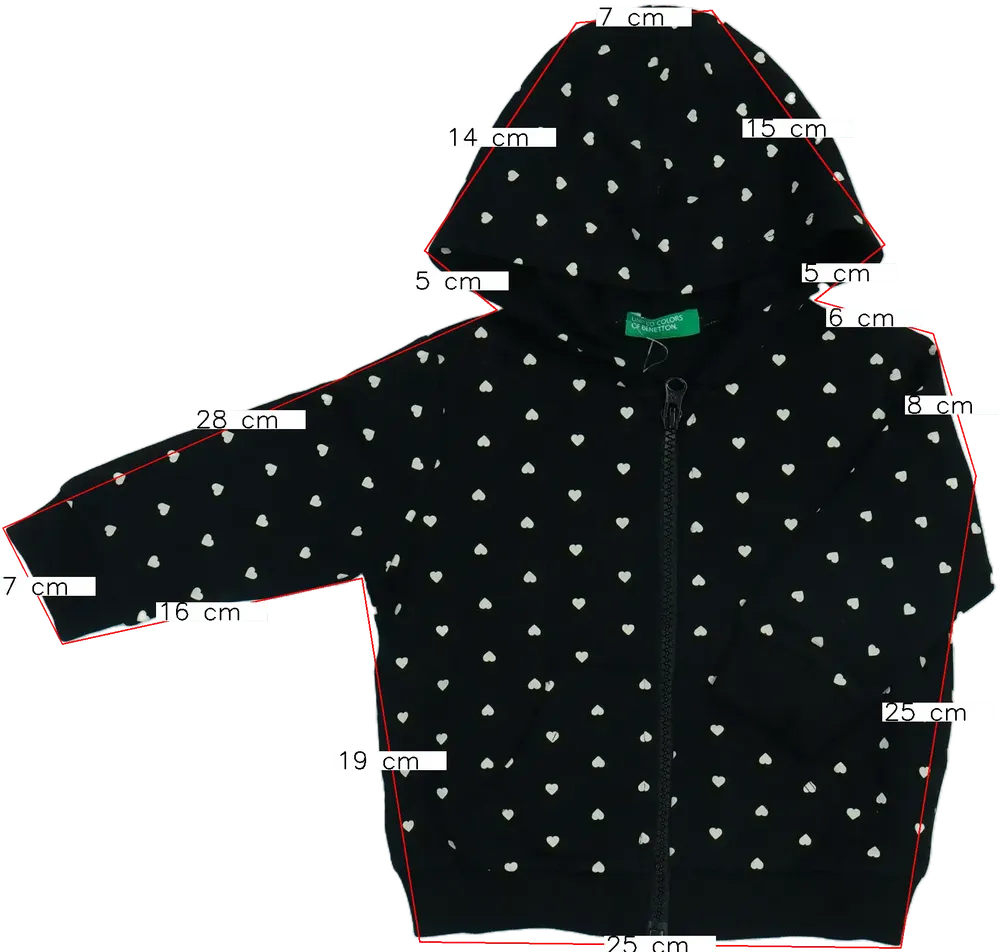 Fekete Benetton Kapucnis pulóver EU 80 / UK 9-12 hónap / US 12 hónap