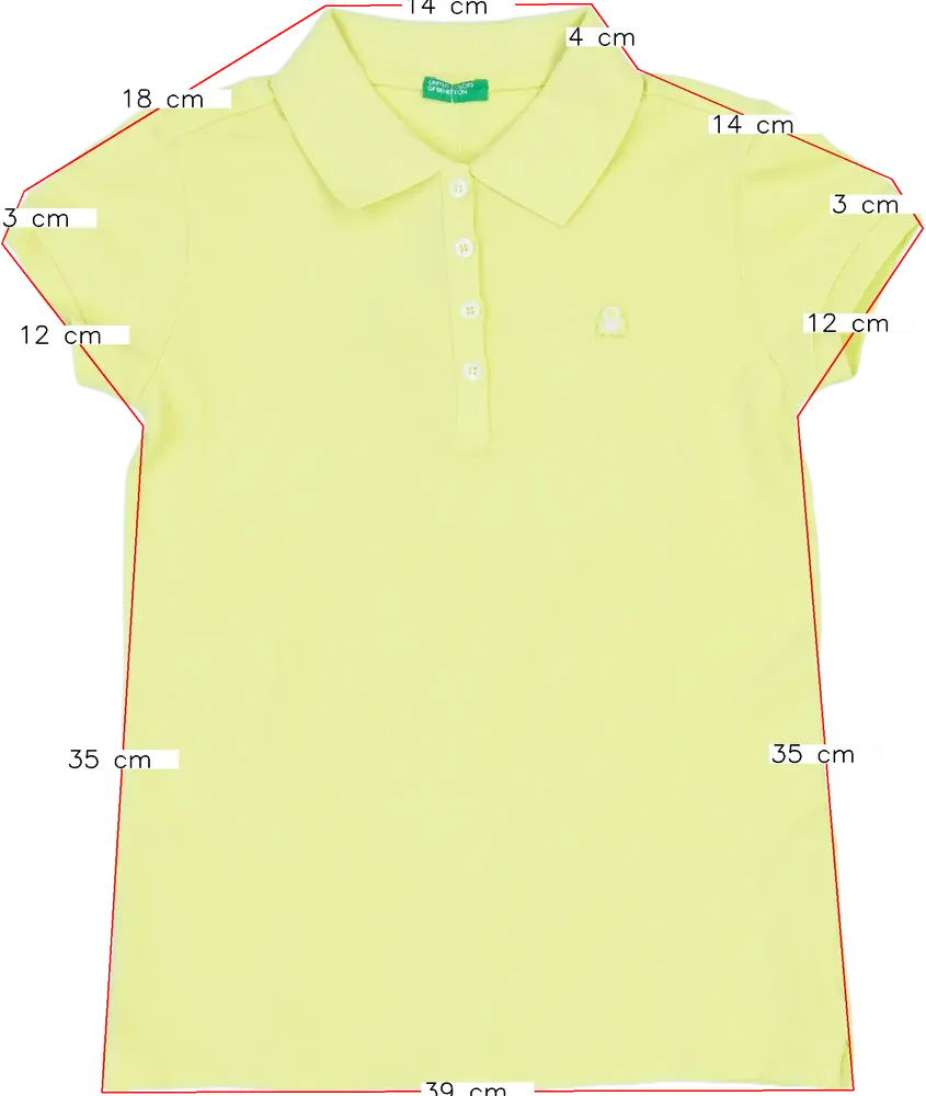 Sárga Benetton Galléros póló EU 140 / UK 10 év / US 10 év/L