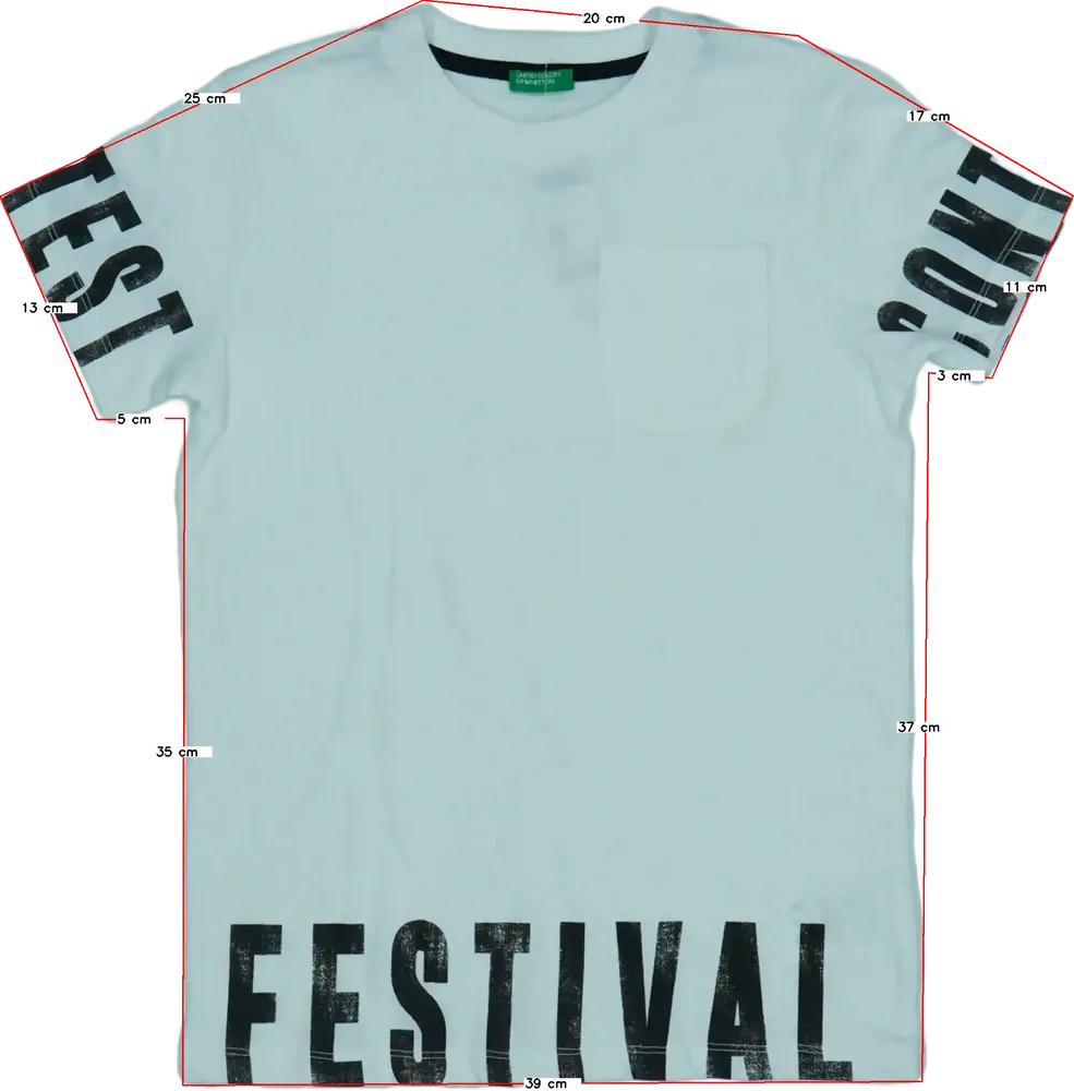 Fehér Benetton Póló EU 128 / UK 8 év / US 8 év/M