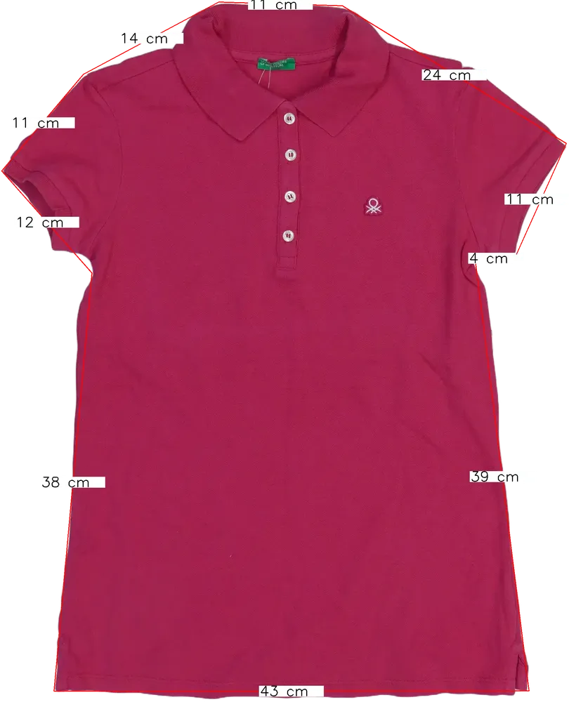 Rózsaszín Benetton Galléros póló EU 152 / UK 12 év / US 12 év/L