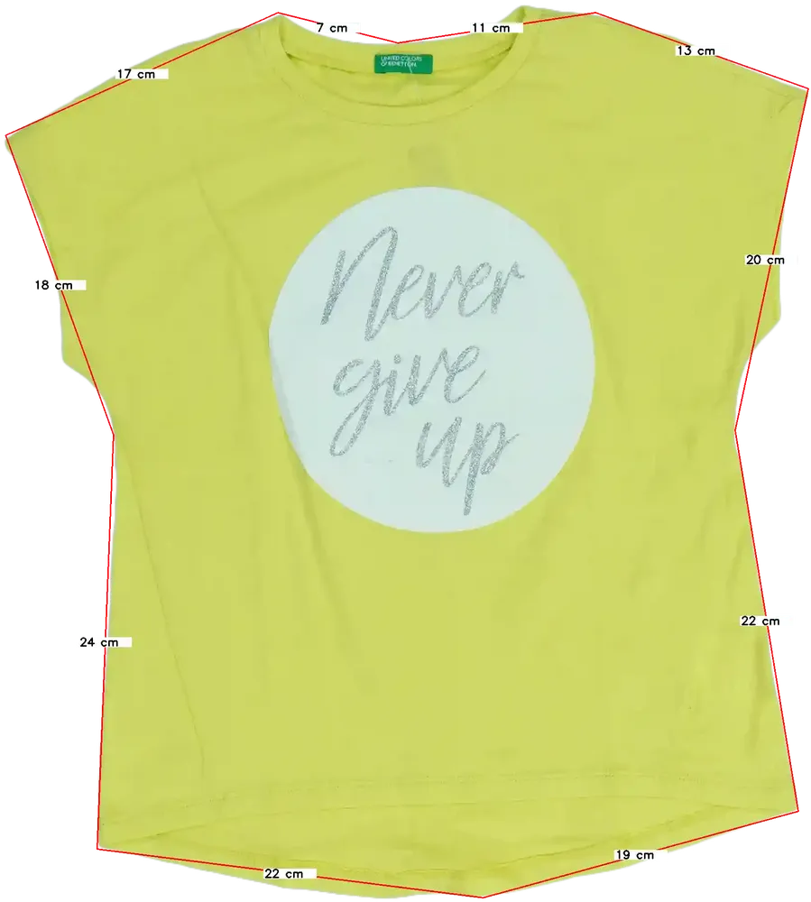 Sárga Benetton Póló EU 122 / UK 7 év / US 7 év/M