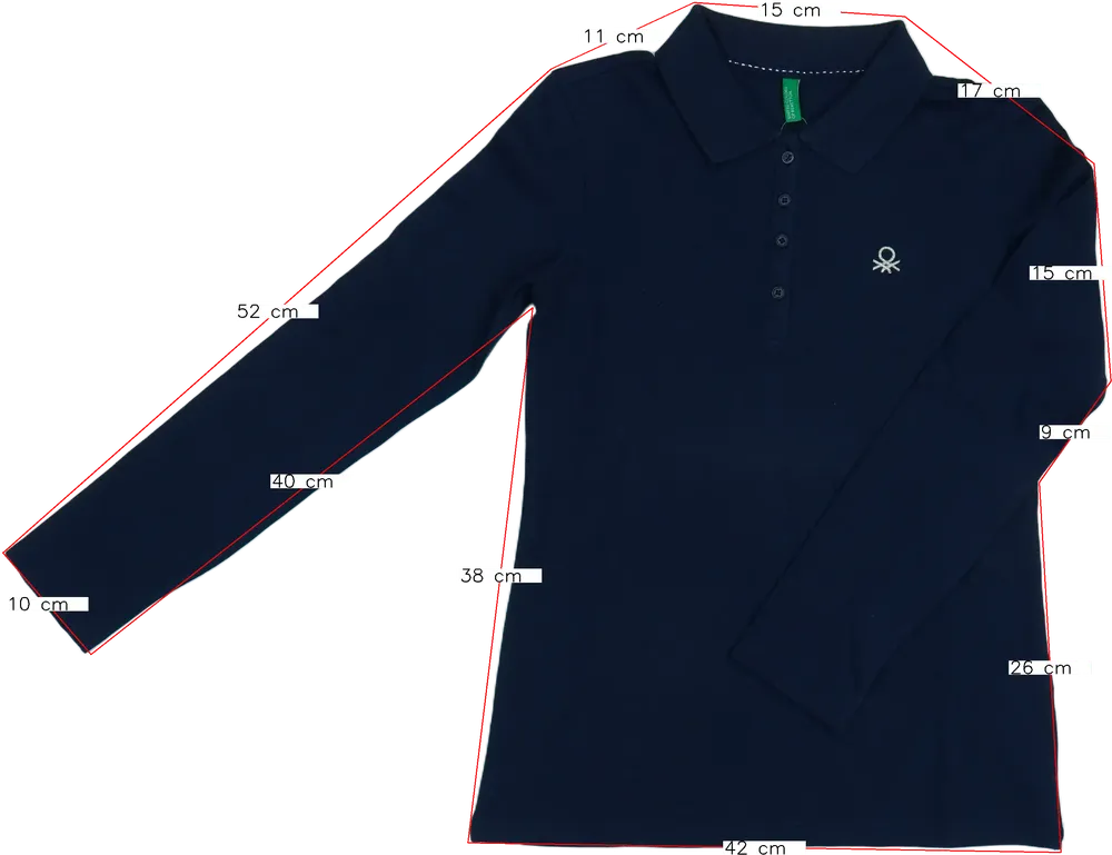 Kék Benetton Galléros póló EU 152 / UK 12 év / US 12 év/L