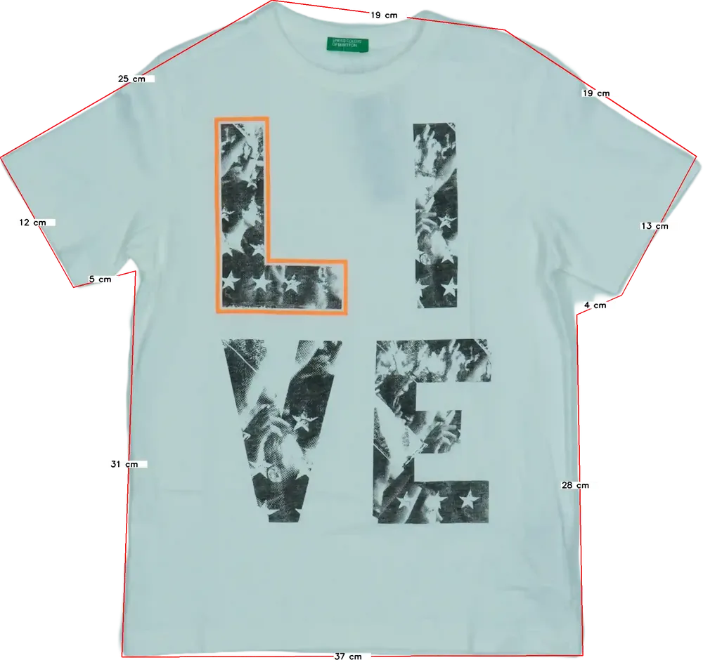 Fehér Benetton Póló EU 128 / UK 8 év / US 8 év/M