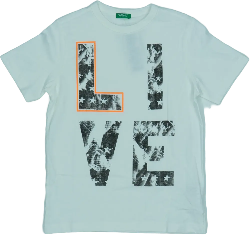 Fehér Benetton Póló EU 128 / UK 8 év / US 8 év/M