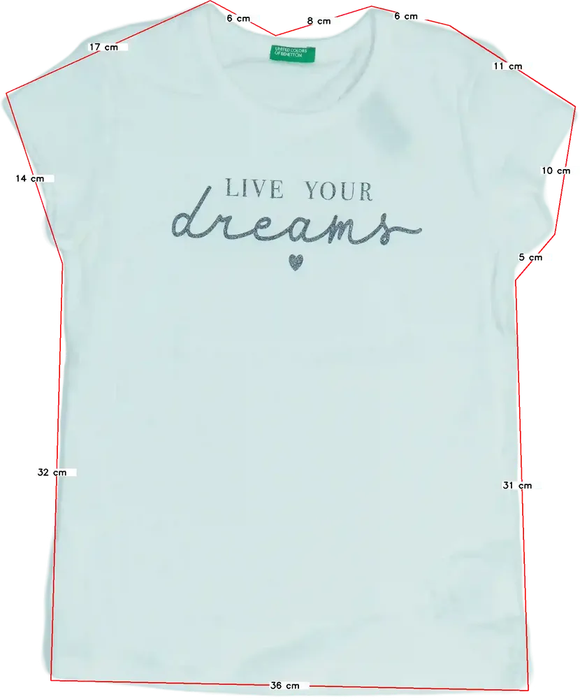 Fehér Benetton Póló EU 128 / UK 8 év / US 8 év/M