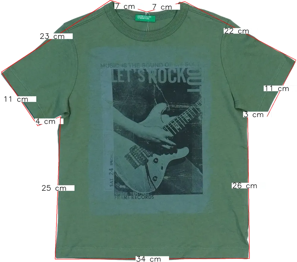 Zöld Benetton Póló EU 110 / UK 5 év / US 5 év/XS