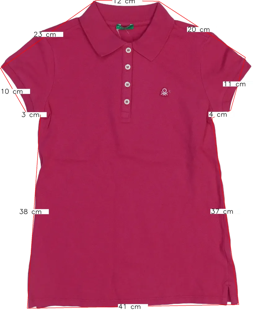 Rózsaszín Benetton Galléros póló EU 146 / UK 11 év / US 12 év/L