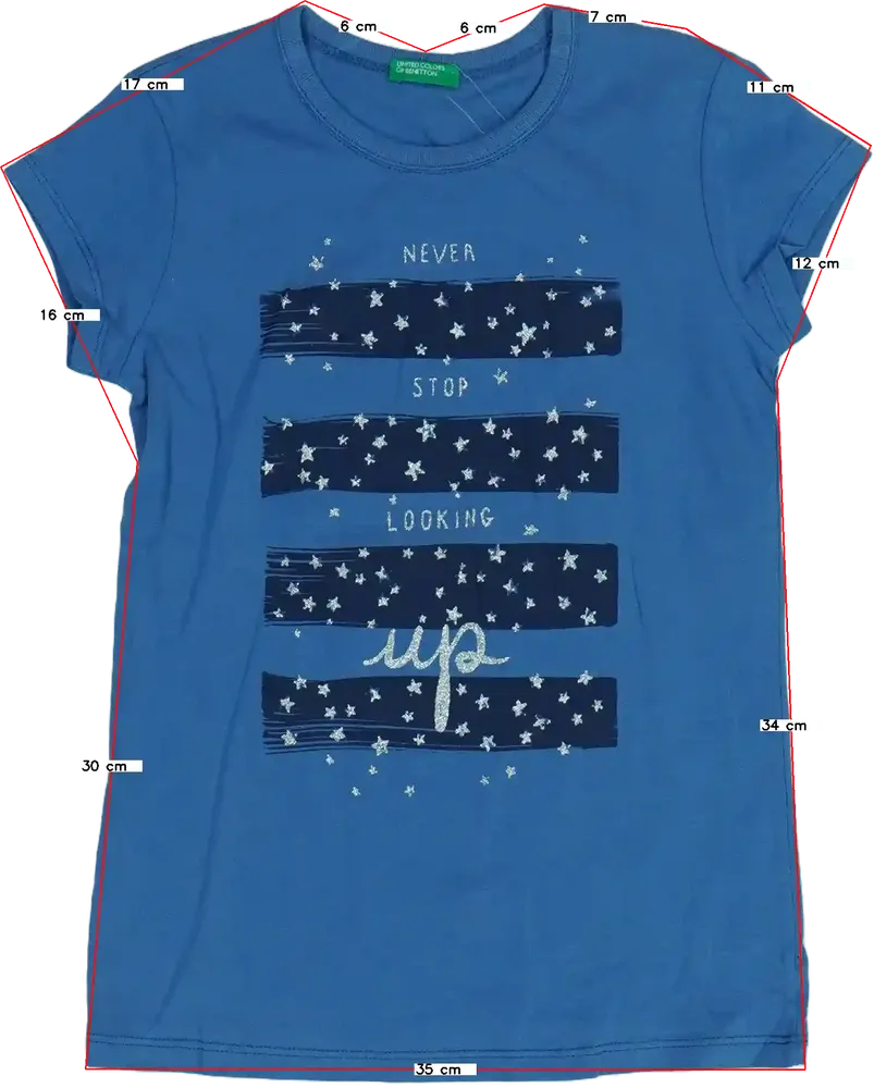 Kék Benetton Póló EU 128 / UK 8 év / US 8 év/M