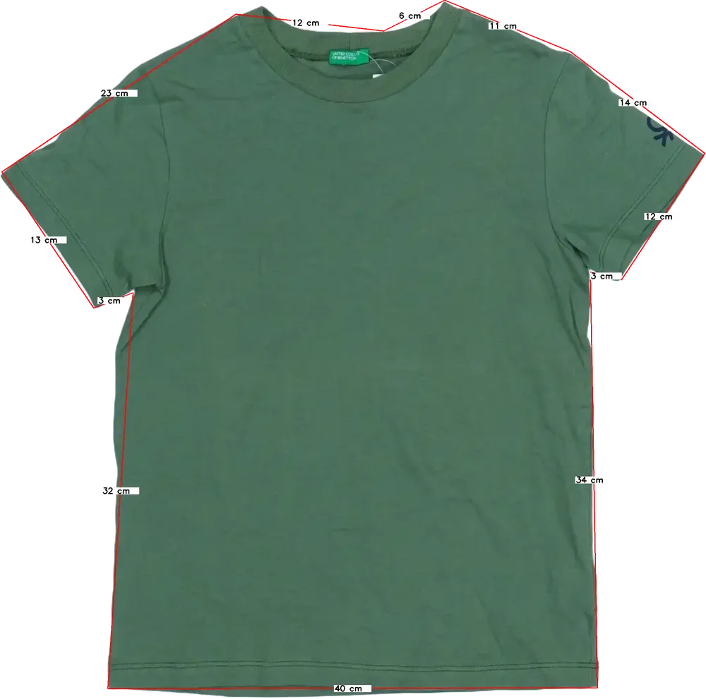 Zöld Benetton Póló EU 140 / UK 10 év / US 10 év/L