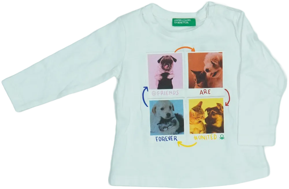 Fehér Benetton Hosszú ujjú felső EU 68 / UK 3-6 hónap / US 3-6 hónap