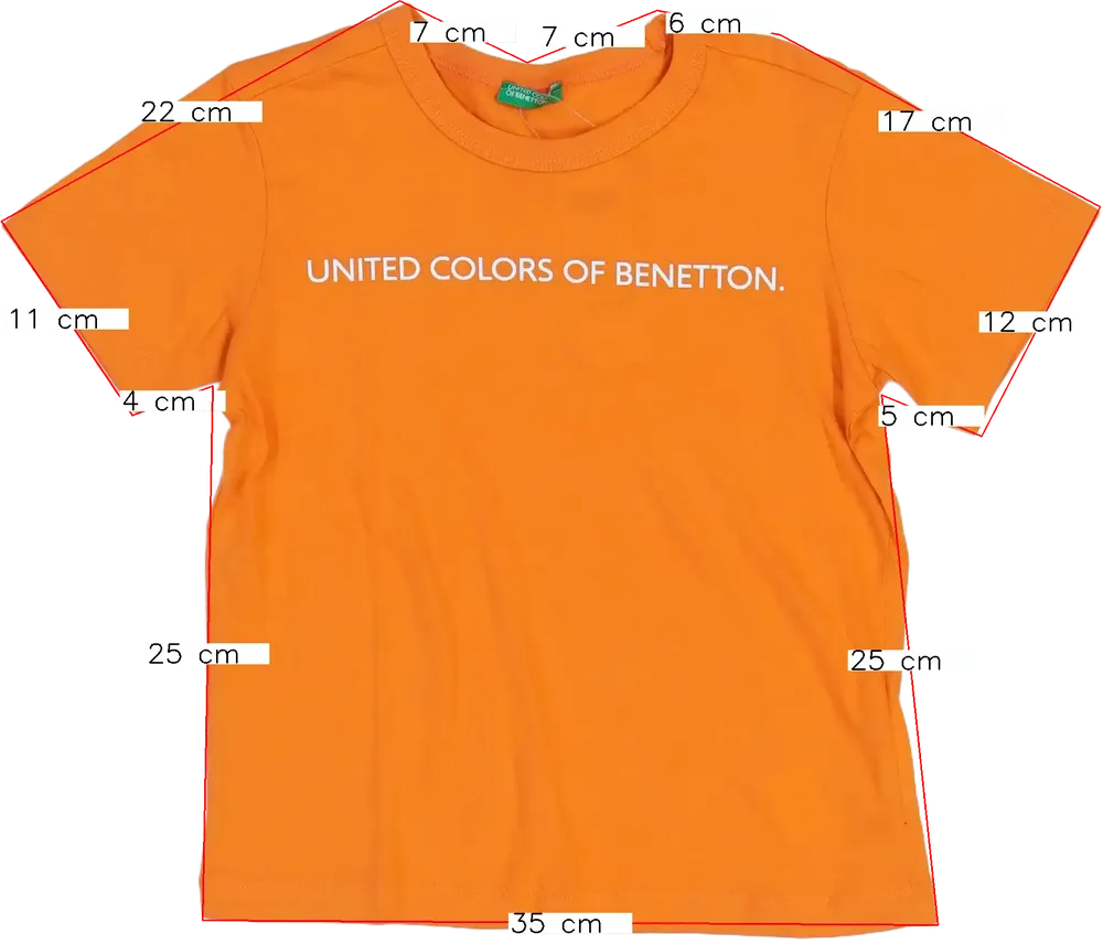 Sárga (narancs) Benetton Póló EU 110 / UK 5 év / US 5 év/XS