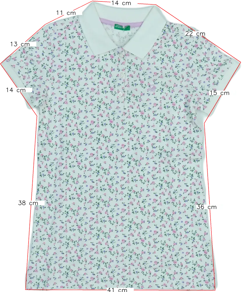 Fehér Benetton Galléros póló EU 146 / UK 11 év / US 12 év/L
