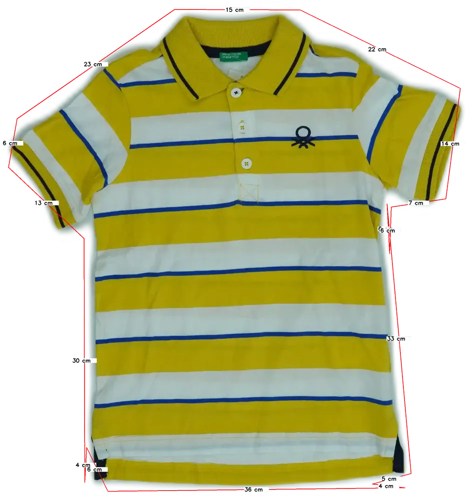 Sárga Benetton Galléros póló EU 128 / UK 8 év / US 8 év/M