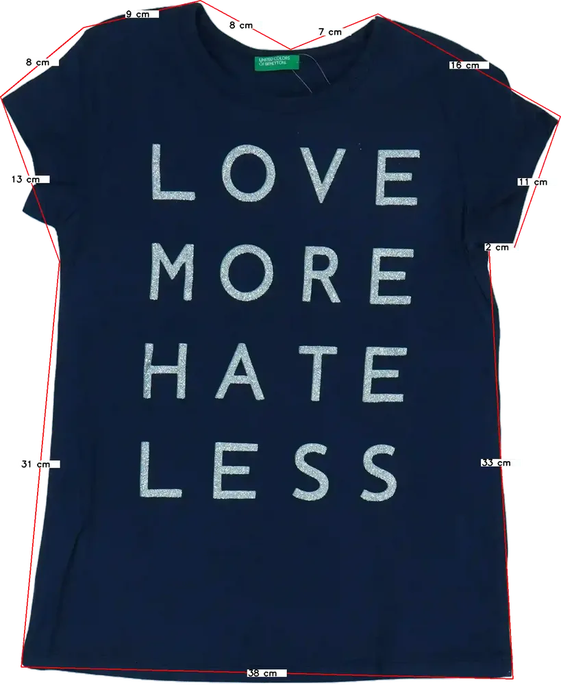 Kék Benetton Póló EU 128 / UK 8 év / US 8 év/M