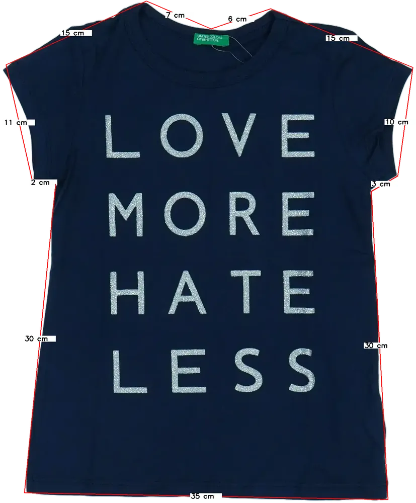 Kék Benetton Póló EU 122 / UK 7 év / US 7 év/M