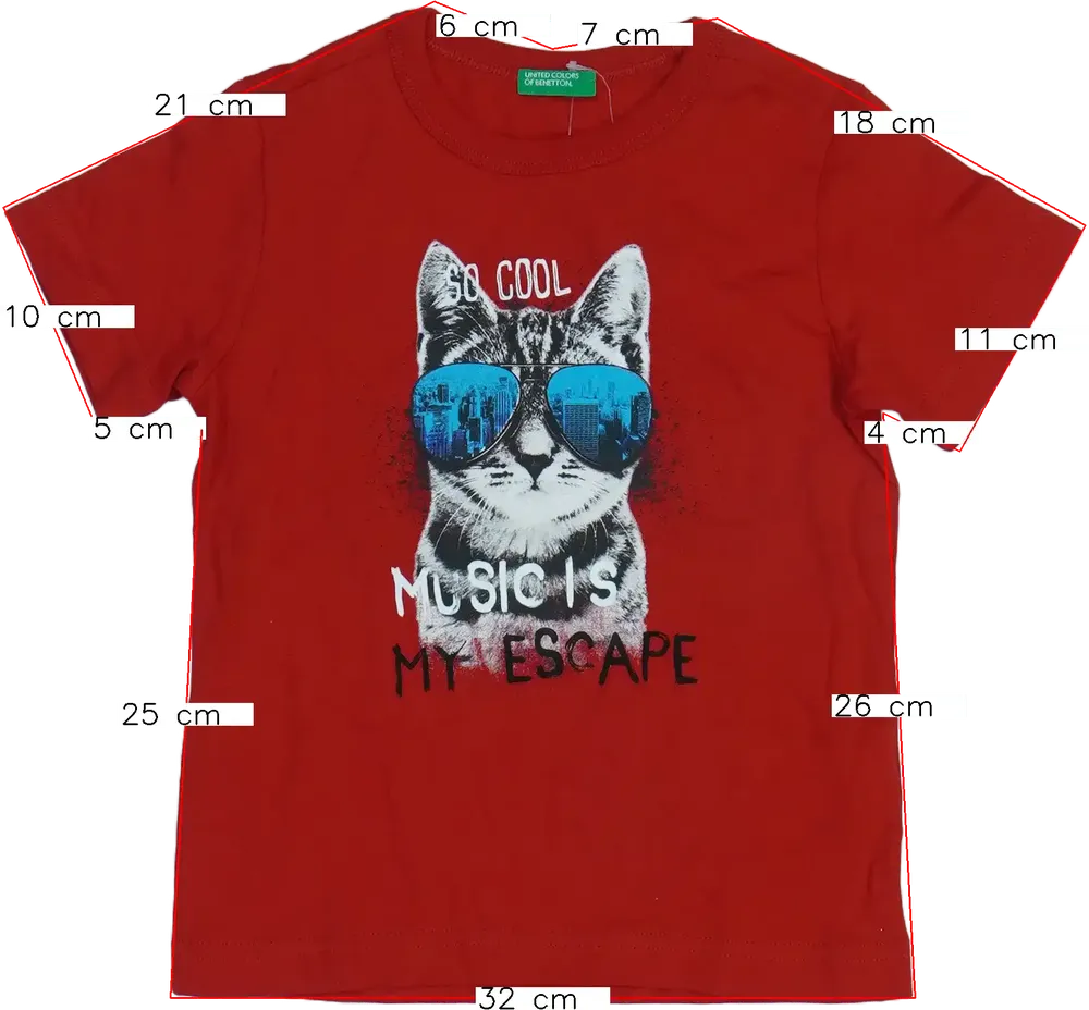 Piros Benetton Póló EU 104 / UK 4 év / US 4T/XS