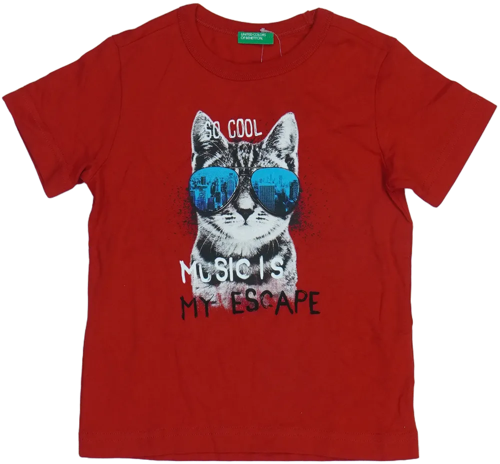 Piros Benetton Póló EU 104 / UK 4 év / US 4T/XS