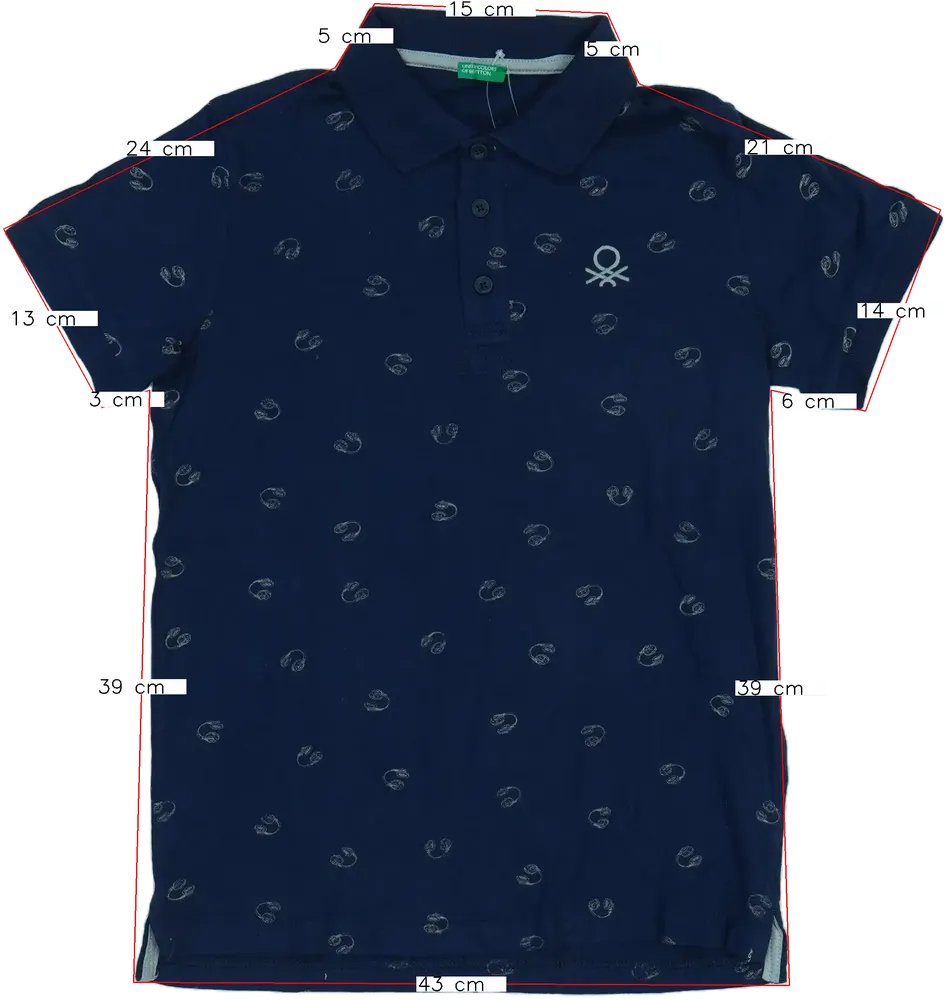 Kék Benetton Galléros póló EU 152 / UK 12 év / US 12 év/L