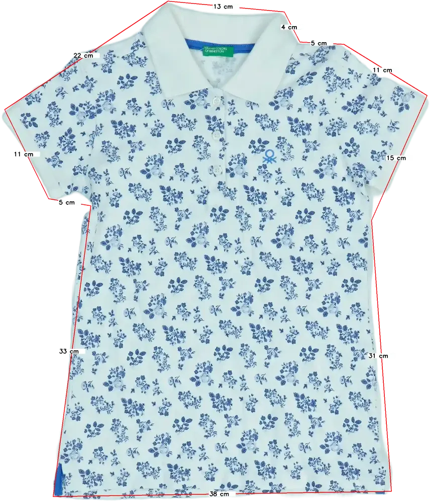 Fehér Benetton Galléros póló EU 128 / UK 8 év / US 8 év/M
