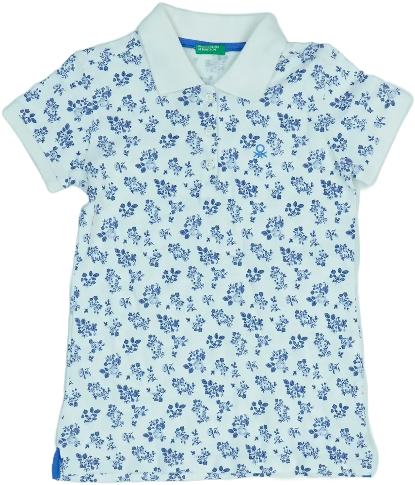 Fehér Benetton Galléros póló EU 128 / UK 8 év / US 8 év/M