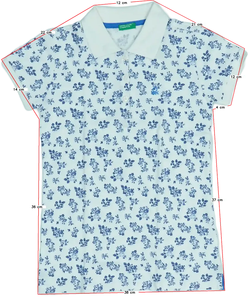 Fehér Benetton Galléros póló EU 140 / UK 10 év / US 10 év/L