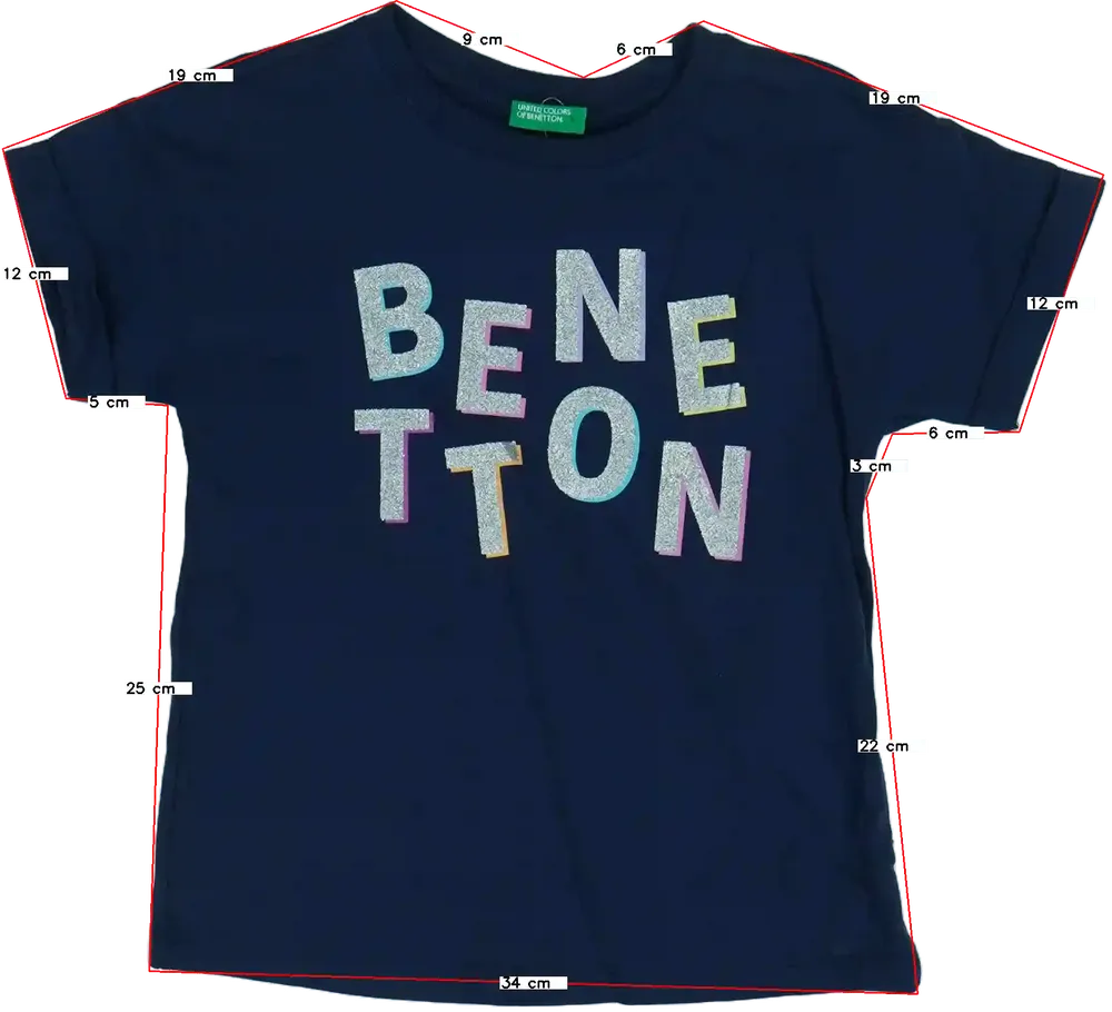 Kék Benetton Póló EU 110 / UK 5 év / US 5 év/XS