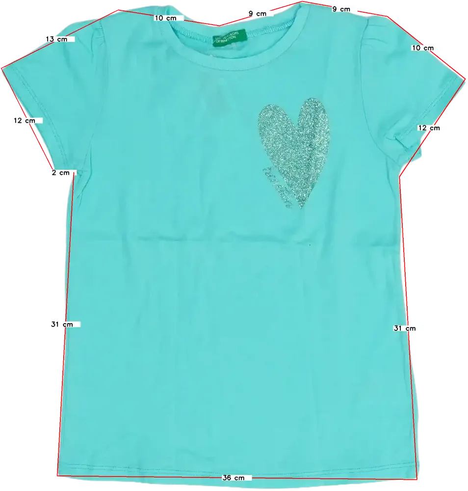 Zöld Benetton Póló EU 128 / UK 8 év / US 8 év/M