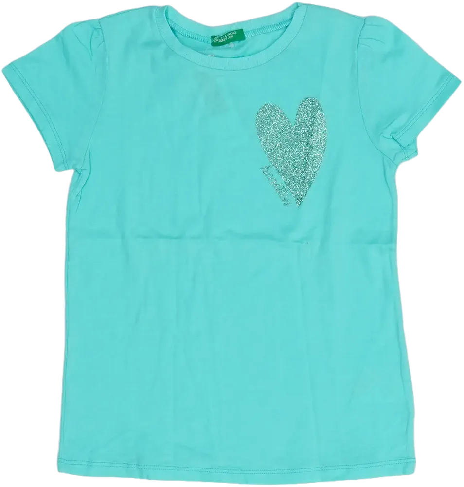 Zöld Benetton Póló EU 128 / UK 8 év / US 8 év/M