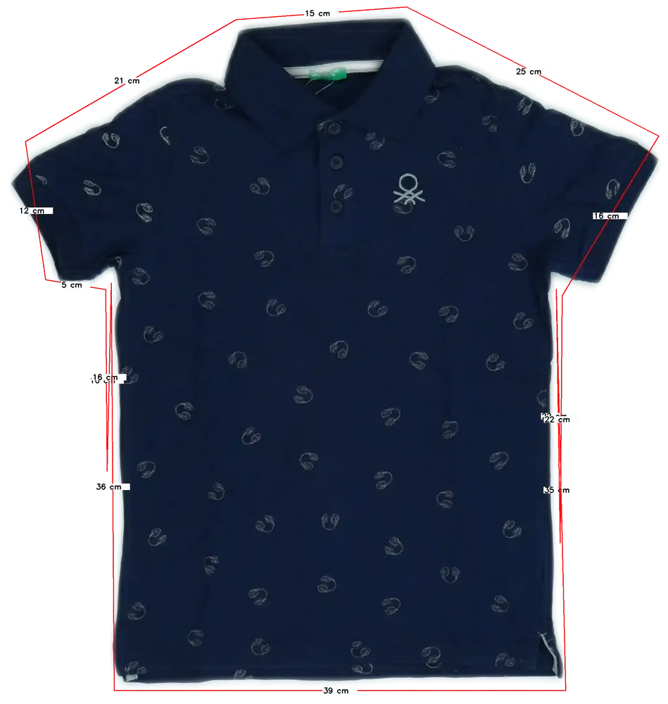 Kék Benetton Galléros póló EU 128 / UK 8 év / US 8 év/M