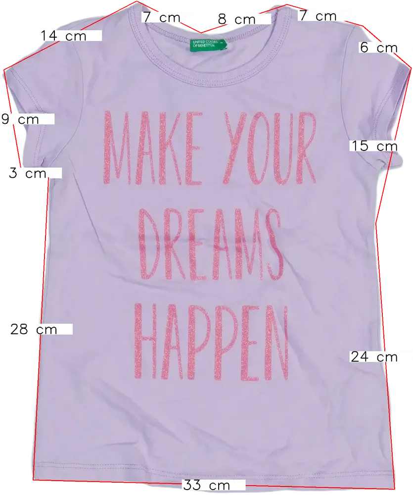 Lila Benetton Póló EU 110 / UK 5 év / US 5 év/XS