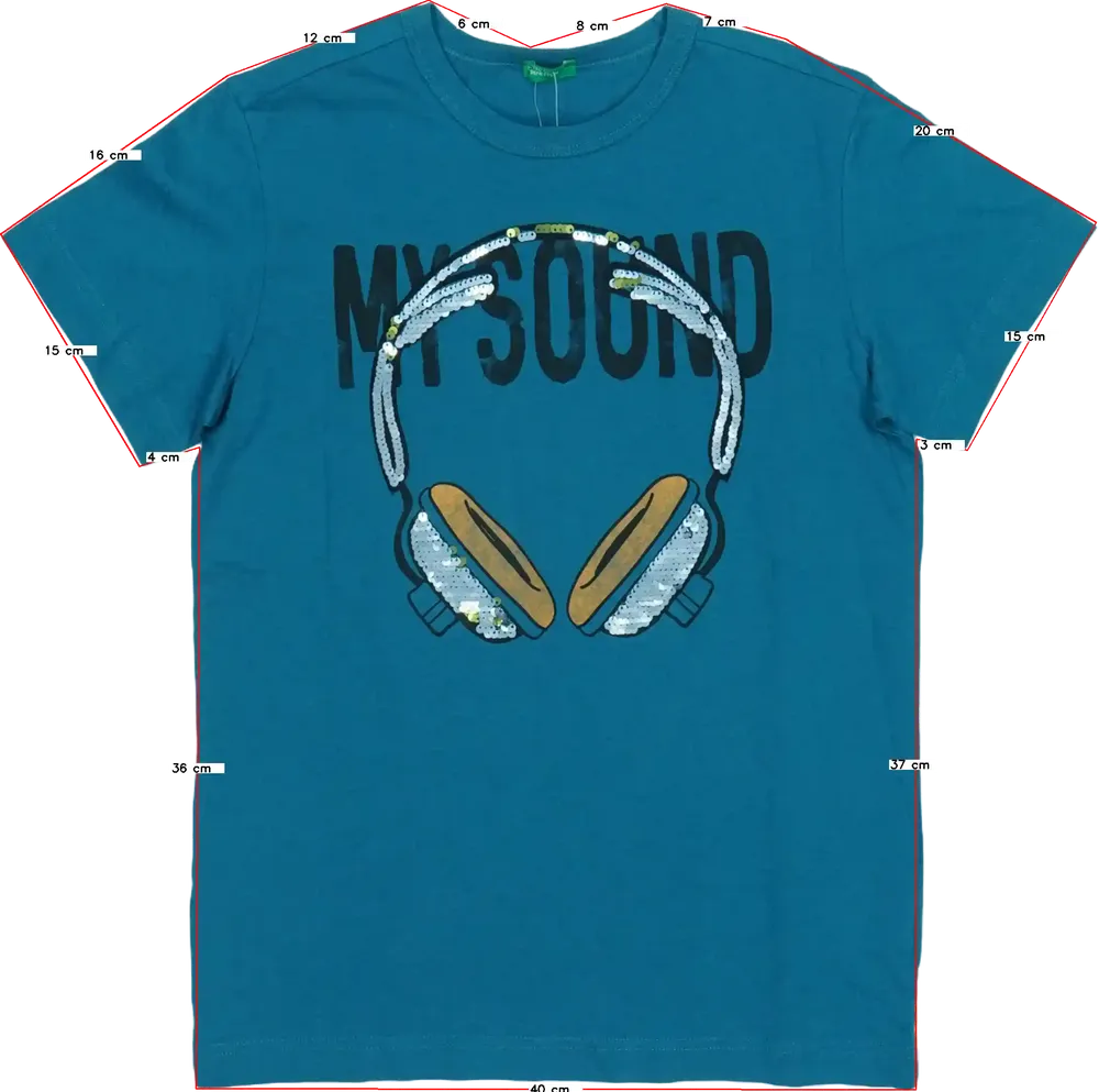 Kék Benetton Póló EU 152 / UK 12 év / US 12 év/L