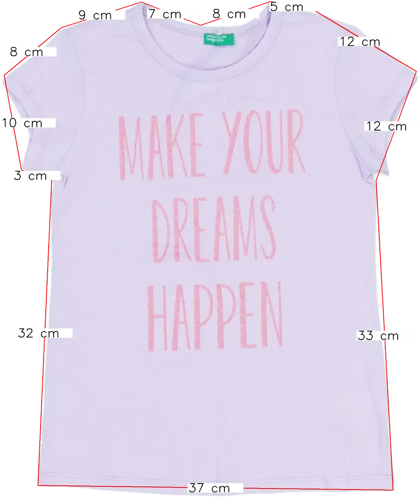 Rózsaszín Benetton Póló EU 128 / UK 8 év / US 8 év/M