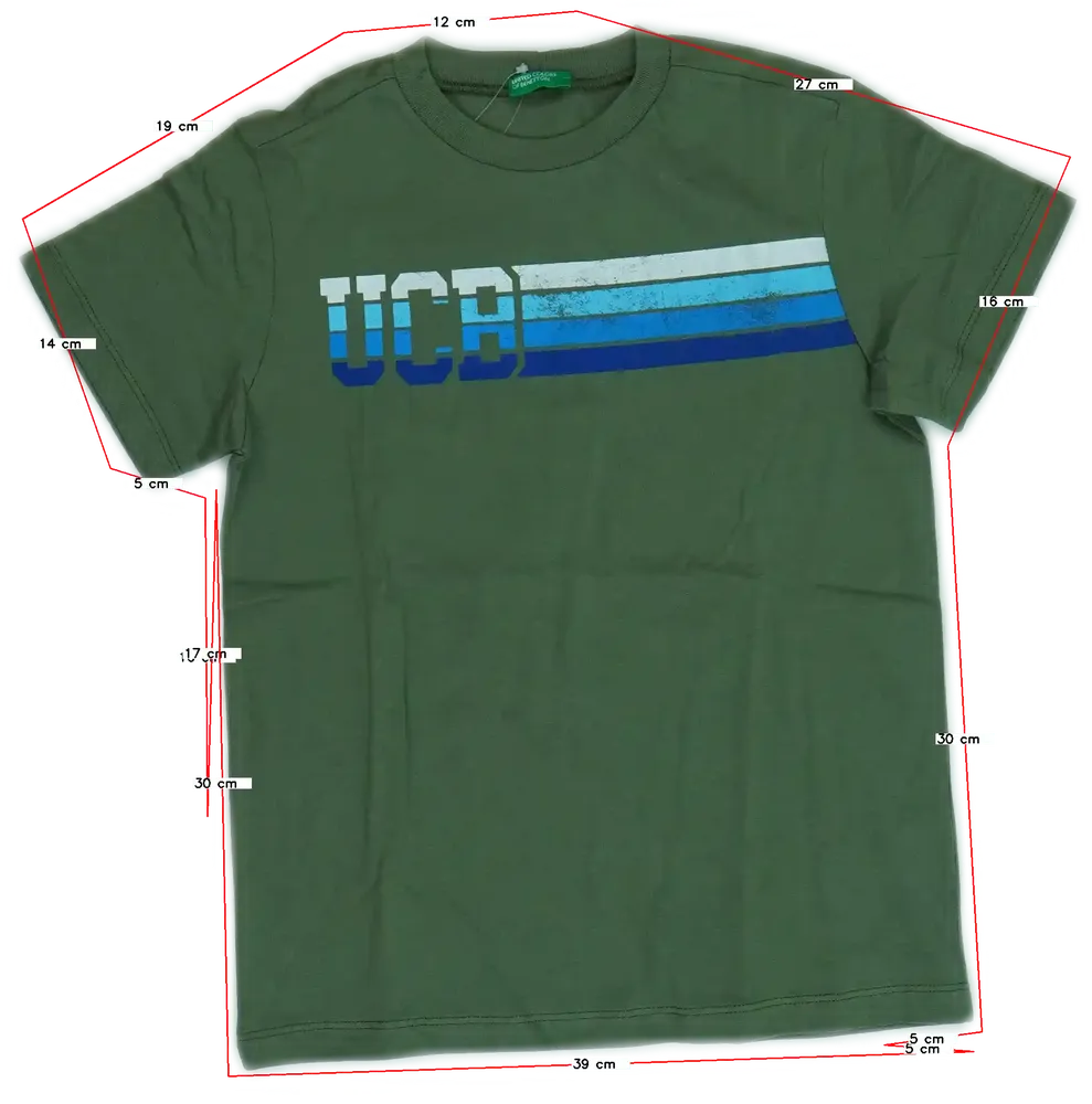 Zöld Benetton Póló EU 128 / UK 8 év / US 8 év/M