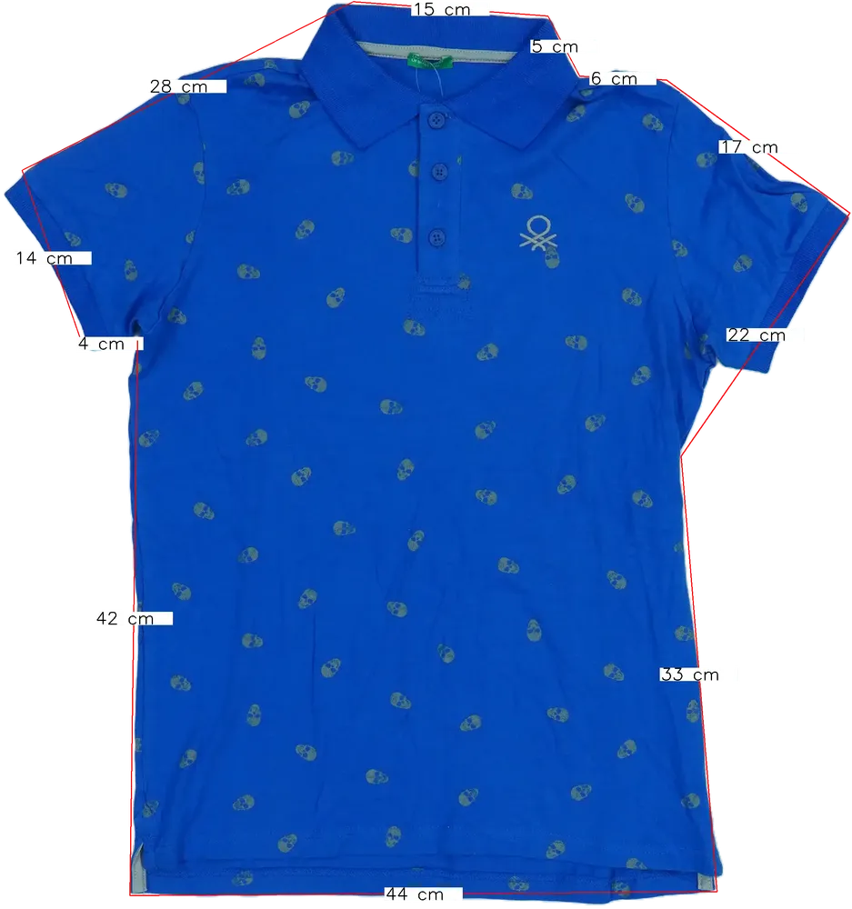 Kék Benetton Galléros póló EU 152 / UK 12 év / US 12 év/L