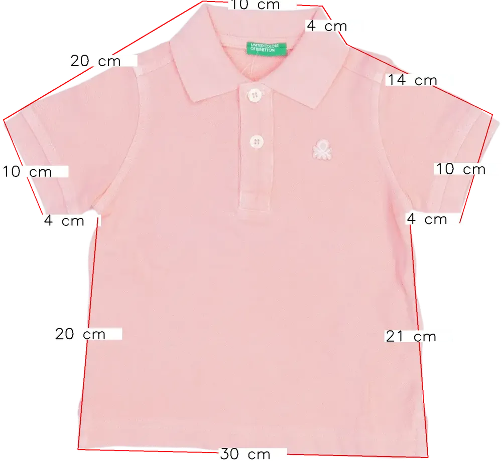 Rózsaszín Benetton Galléros póló EU 92 / UK 2 év / US 2T